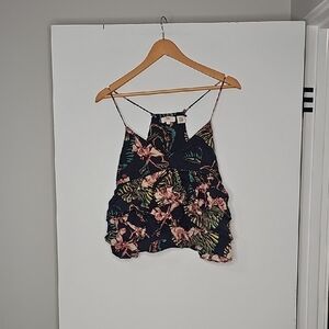 Levi's Blue Floral Camisole Ruffle  Top